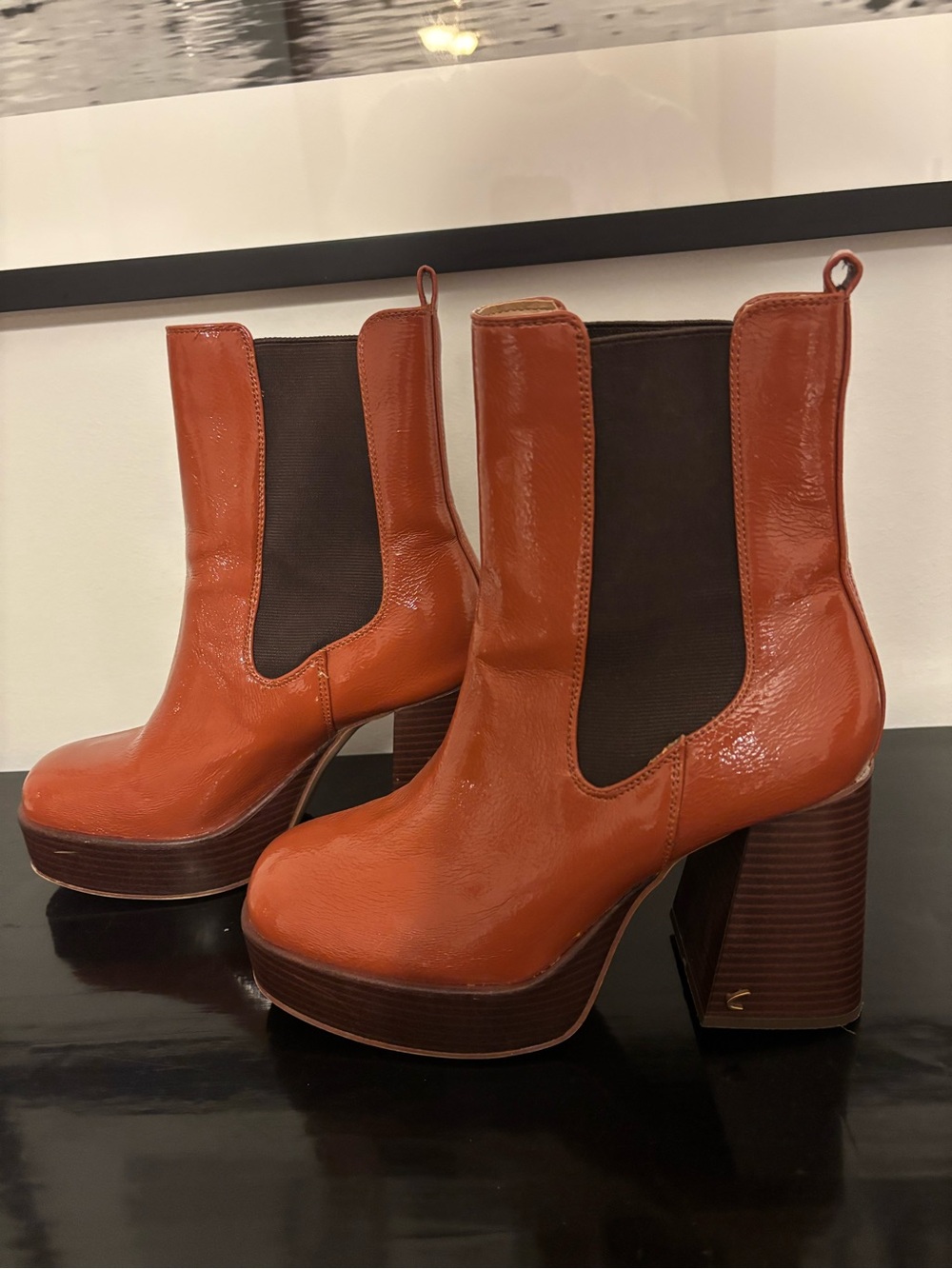 Circus by Sam Edelman Burnt Brown Platform Chelsea Boots